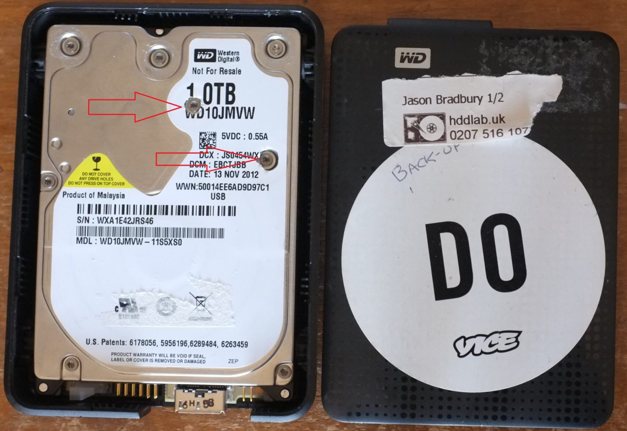 Previously Handled HDD HDDlab. WD10JMVW-11S5XS0