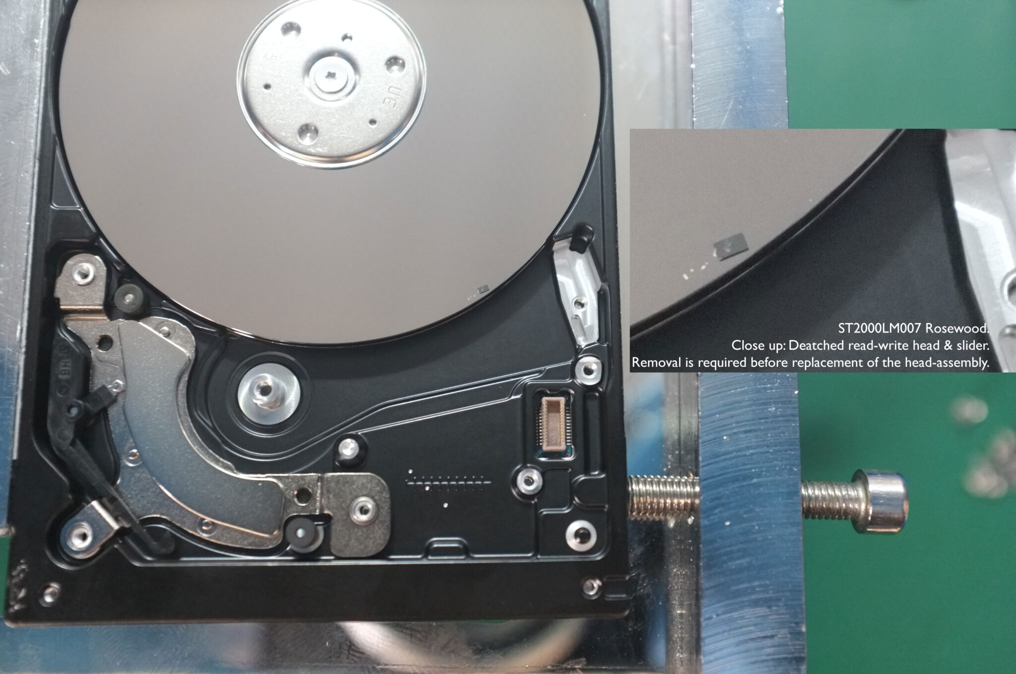 HDD slider & head detached from head assembly